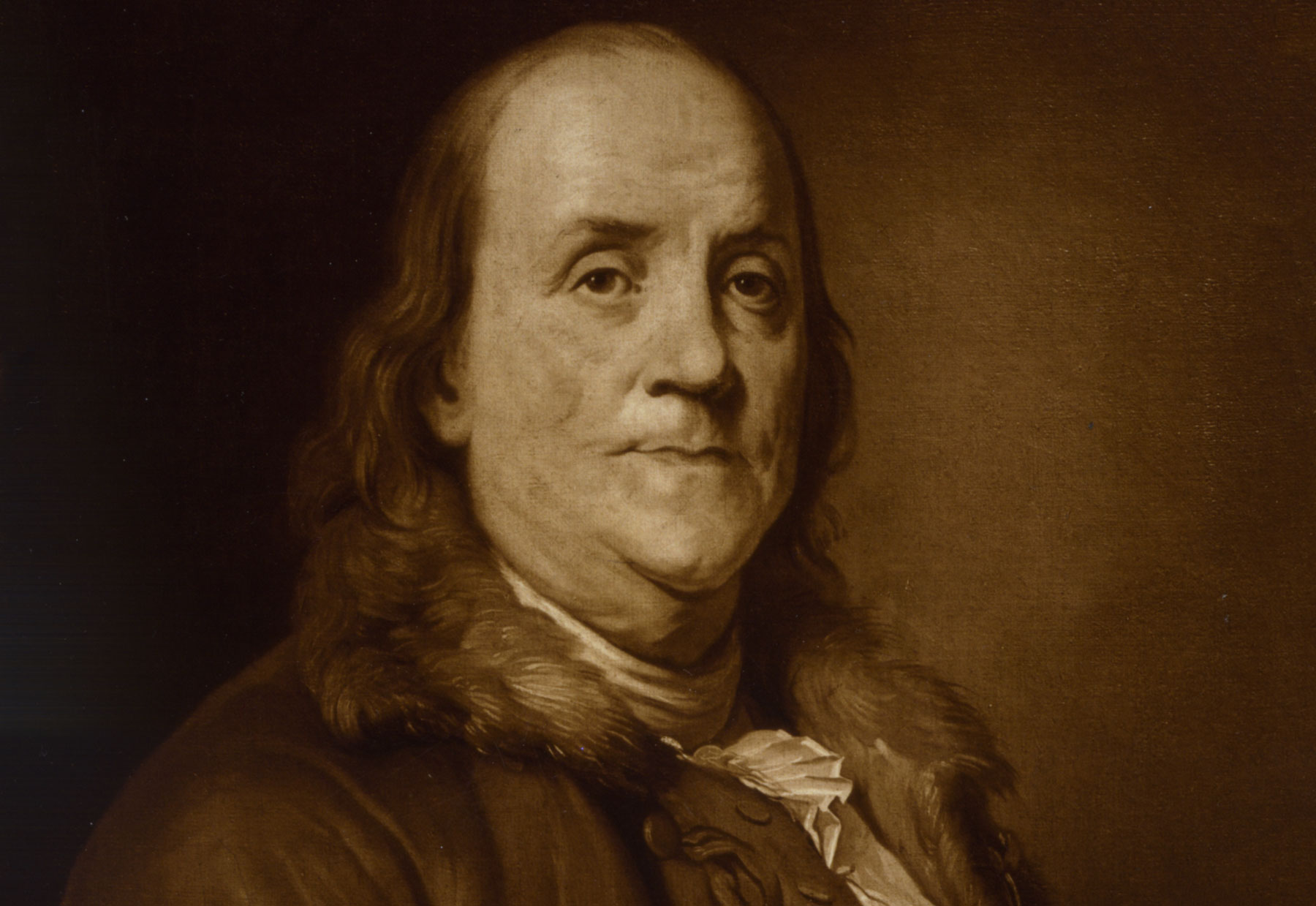 Benjamin Franklin, head and shoulders portrait, facing right