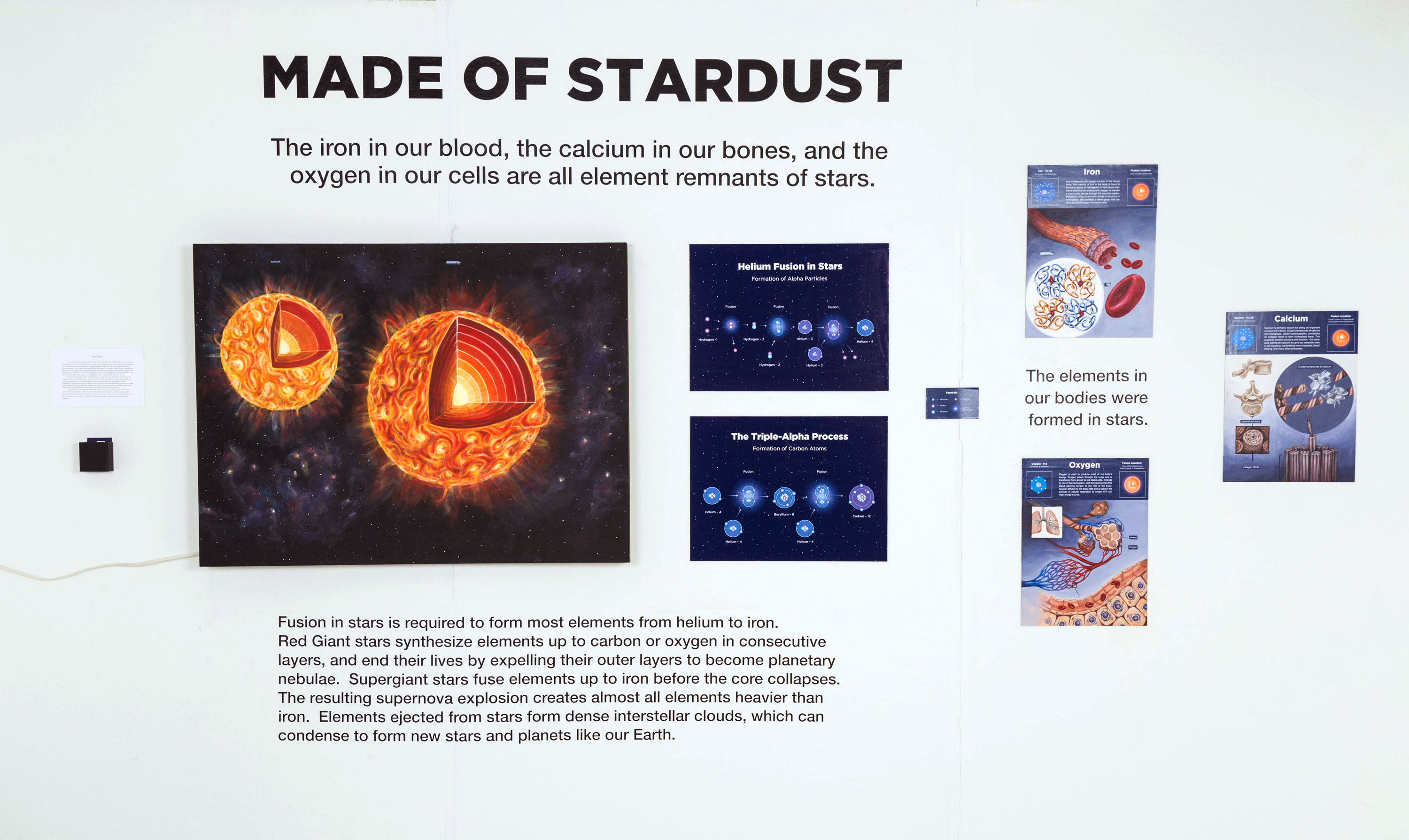 Installed Exhibit on element synthesis in stars by Kara Perilli