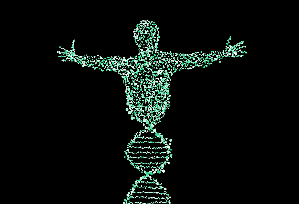 DNA in shape of human with outstretched arms