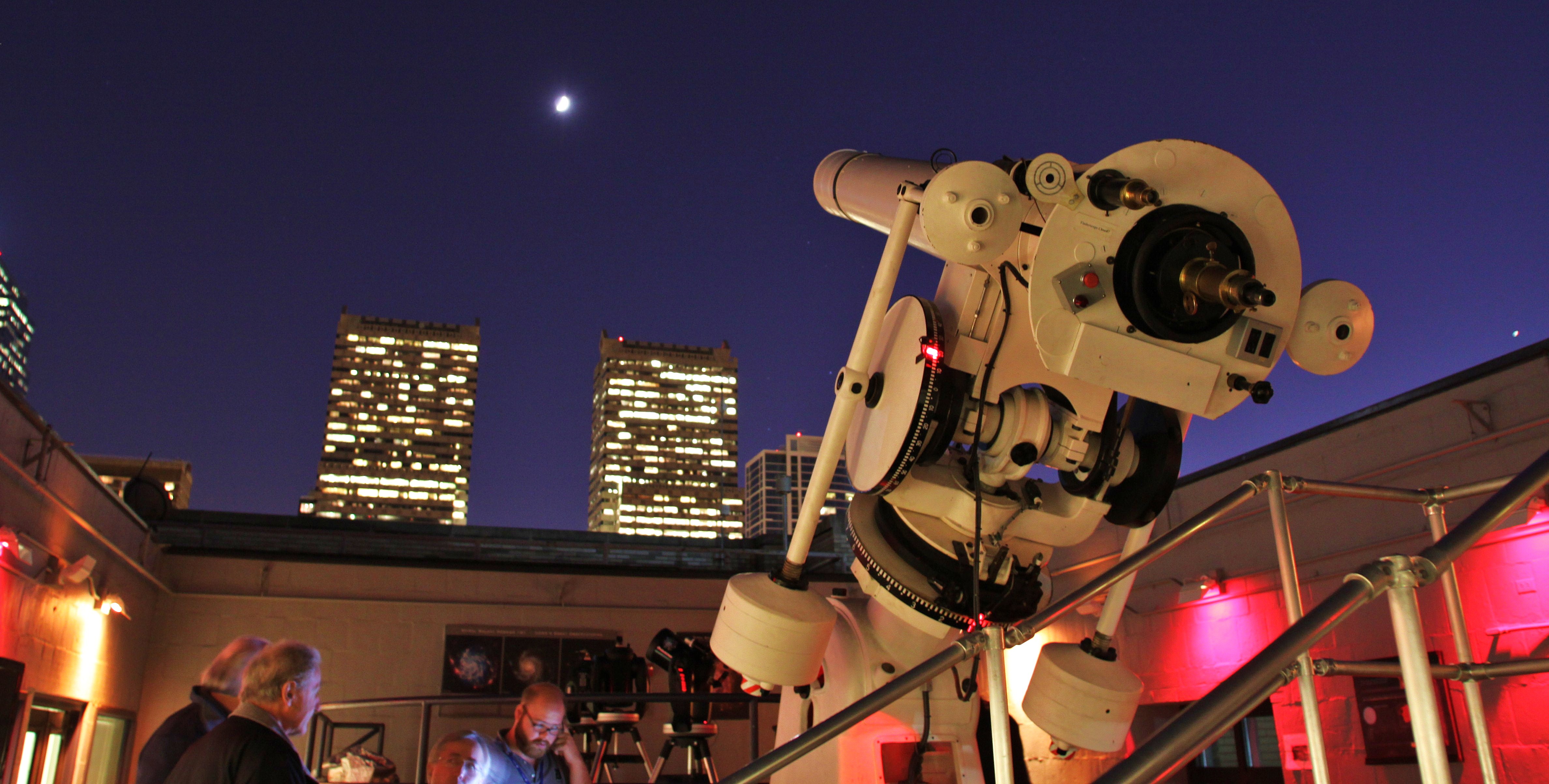 telescope at top of The Franklin Institute