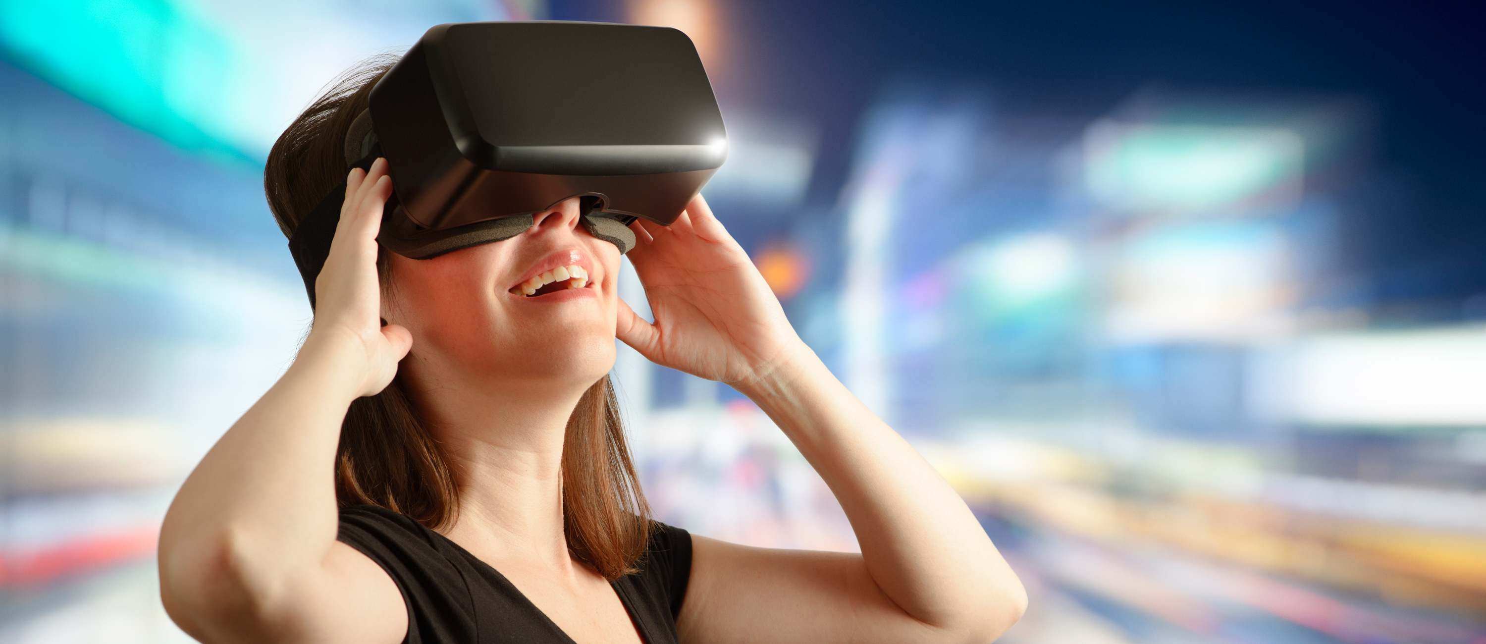 Woman wearing a virtual reality headset