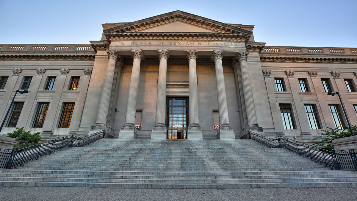 The iconic front steps of The Franklin Institute in Philadelphia