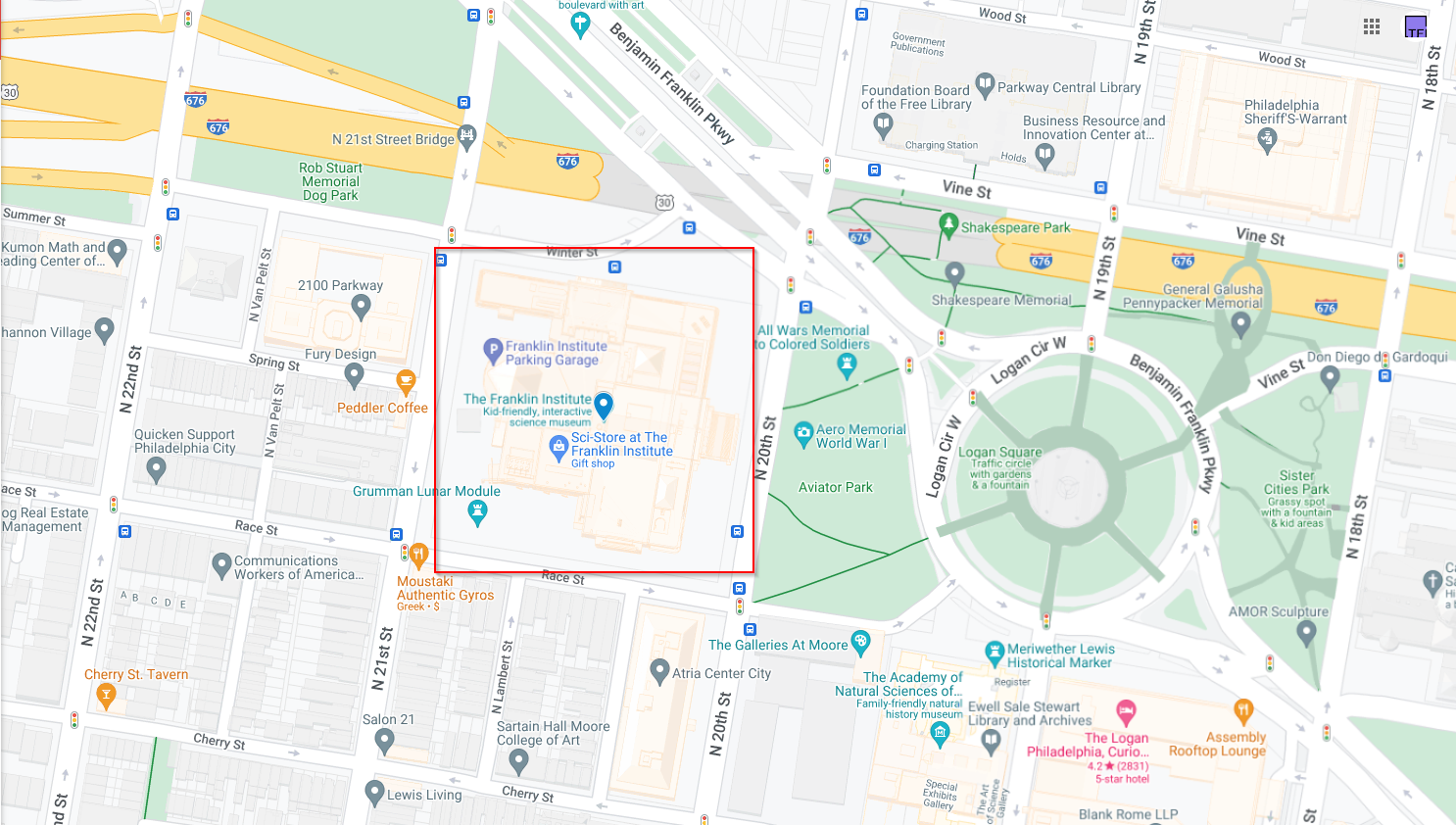 franklin institute map