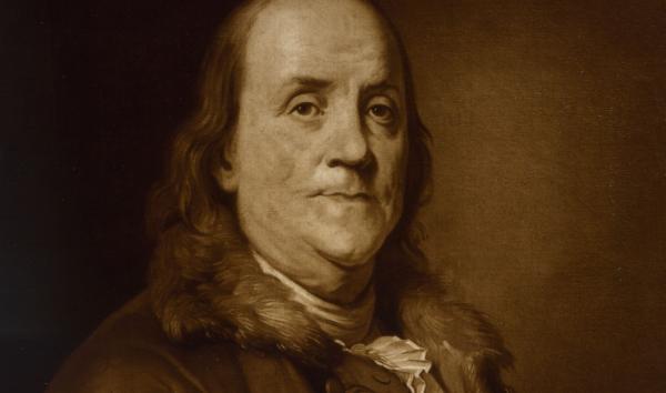 Benjamin Franklin, head and shoulders portrait, facing right