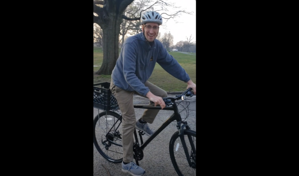 David Wrigley on a bike