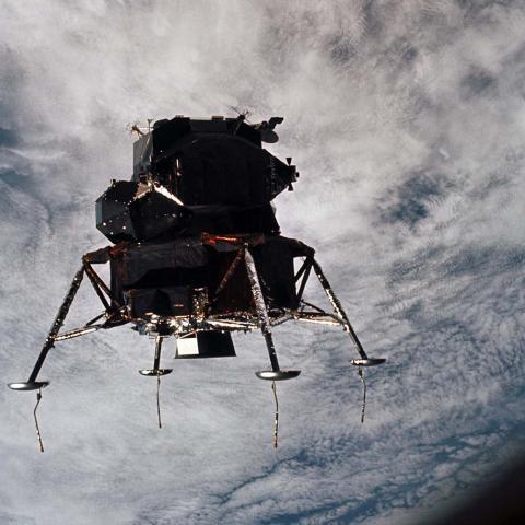 Apollo 9 Lunar Module in lunar landing configuration
