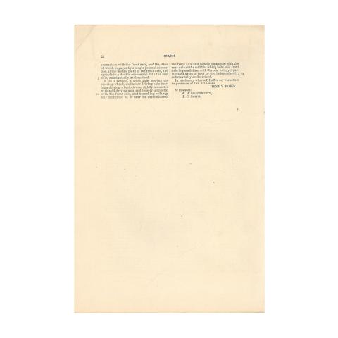 5th page out of 5 from U.S. Patent No. 686,046 on the Motor-Carriage granted to Henry Ford and the Detroit Automobile Company, 11/5/1901.