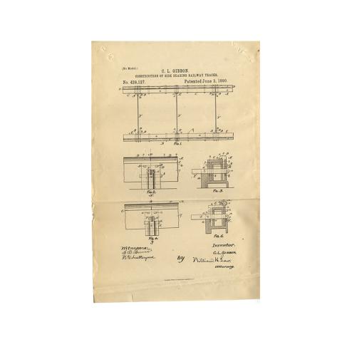 3rd page out of 3 of U.S. Patent #429,127 for Construction of side-bearing railway-tracks, 6/3/1890.