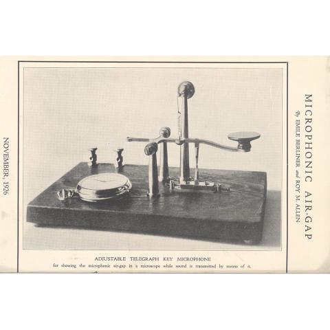 Photo of the Microphonic Air-Gap. November, 1926.