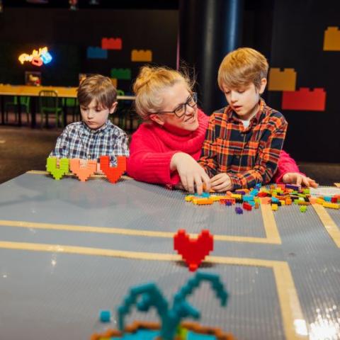 art of the brick - tfi lego table build woman boys